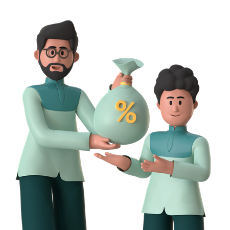 Dando zakat  3D Illustration