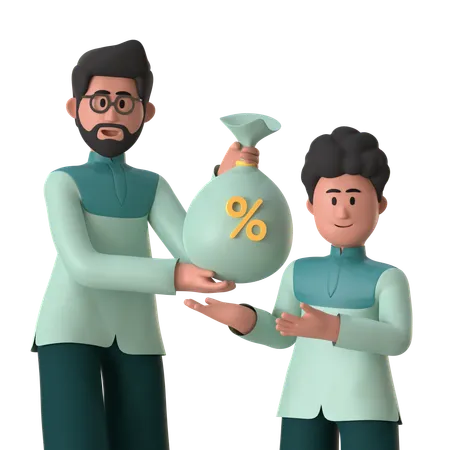 Dando zakat  3D Illustration