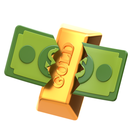 Dañar dinero y oro  3D Icon