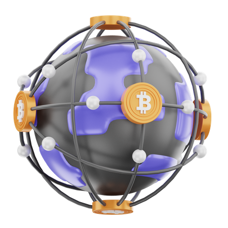 Bitcoin dans le monde entier  3D Icon