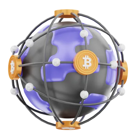 Bitcoin dans le monde entier  3D Icon