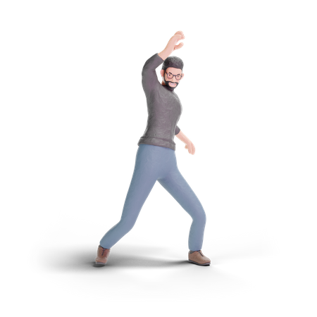 Homme hipster dansant  3D Illustration