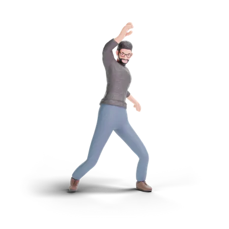 Homme hipster dansant  3D Illustration