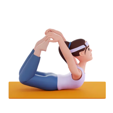 Pose de danurasa pose de ioga  3D Illustration