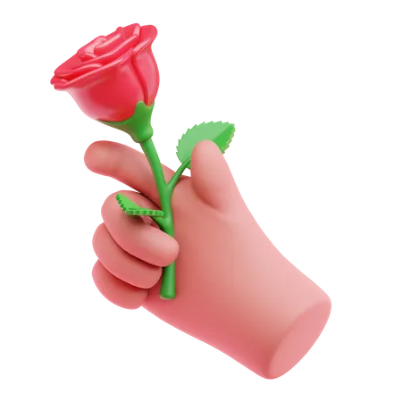 Mano Dando Una Rosa 3D Icon