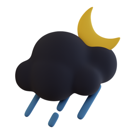 暗い雲、大雨、月  3D Icon