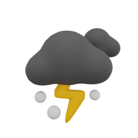 Dark Cloud Thunder Day Sun Weather  3D Icon