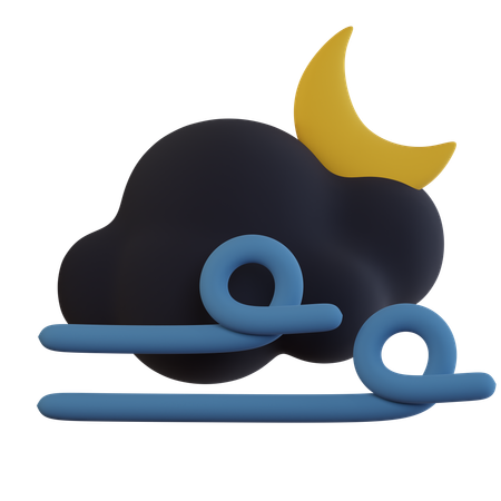 Dark Cloud Windy Moon  3D Icon
