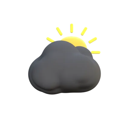 Dark Clouds And Sunny  3D Icon