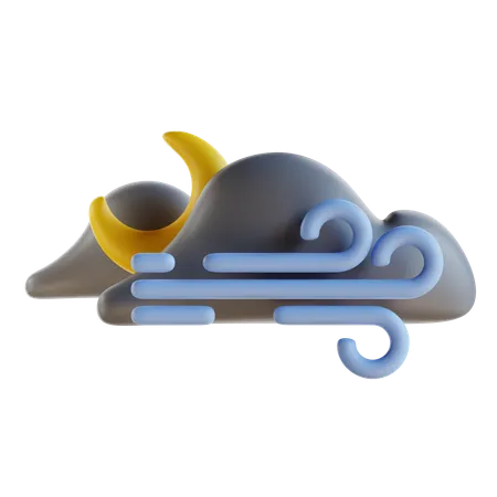 Dark Cloudy Night Windy  3D Icon