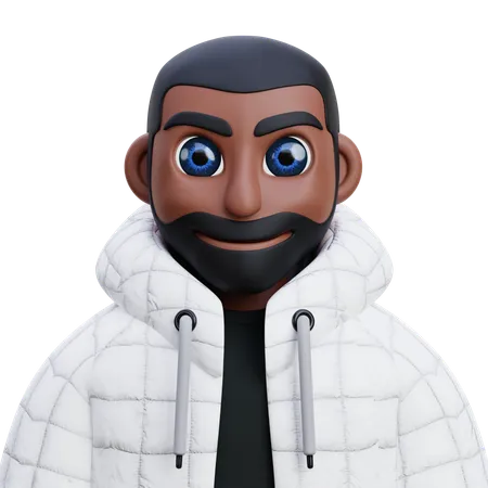 Dark man in white jacket  3D Icon