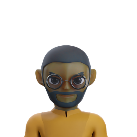 Dark man is wearing glasses  3D Icon