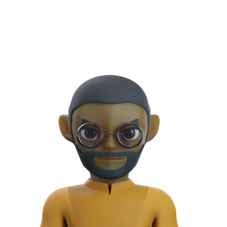 Dark man is wearing glasses  3D Icon