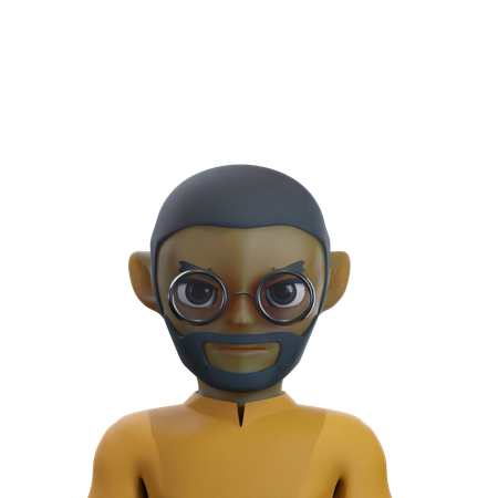 Dark man is wearing glasses  3D Icon