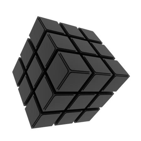 Dark rubiks cube 3D Illustration