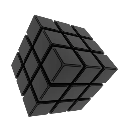 Dark rubiks cube  3D Illustration