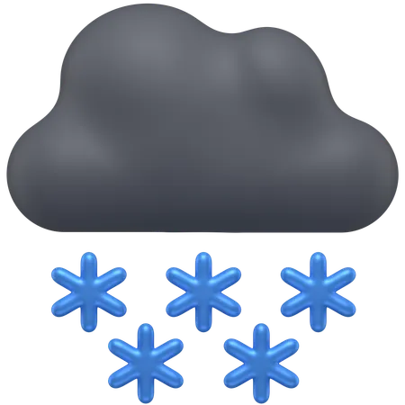 3 D Icon Of A Snowing Dark Cloud 3D Icon