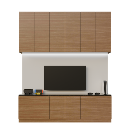 Dark Wood Tv Table  3D Illustration