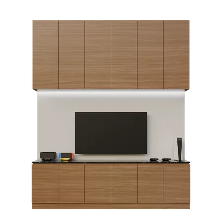 Dark Wood Tv Table  3D Illustration
