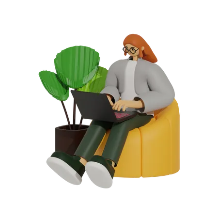 Das Sofabüro: Ein Leitfaden für produktives und komfortables Arbeiten  3D Illustration