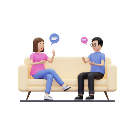 Das Team unterhält sich auf dem Sofa  3D Icon