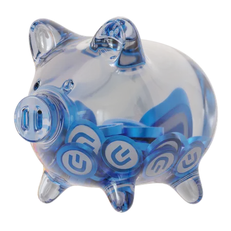 Dash (DASH) Clear Glass Piggy Bank  3D Icon