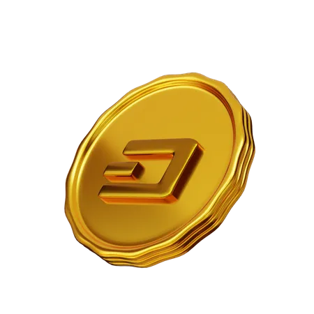 3 D Render Golden Crypto Dash Coins 3D Illustration