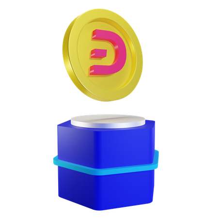 Dash Coin On Podium  3D Illustration