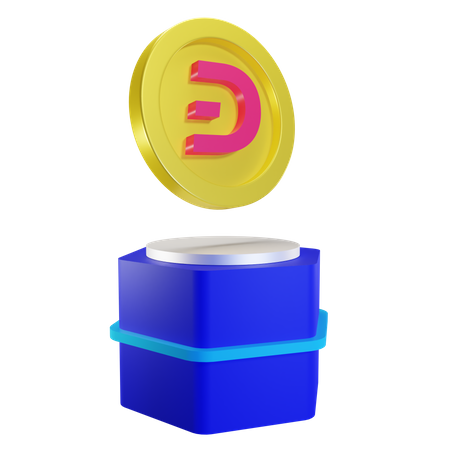 Dash Coin On Podium 3D Illustration