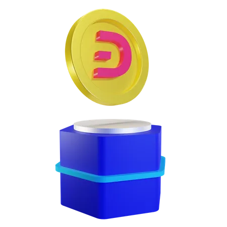Dash Coin On Podium  3D Illustration