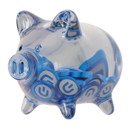 Dash (DASH) Clear Glass Piggy Bank 3D Icon