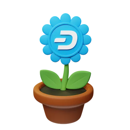 Dash Krypto Blumentopf  3D Icon