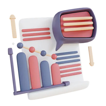 3 D Illustration Analysis Graphic Chat Document 3D Icon