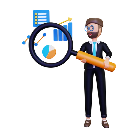 Data analytics doing future business prediction  3D Illustration