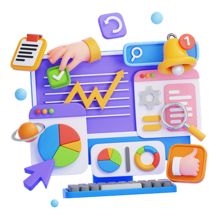 Data Analytics Interface  3D Illustration