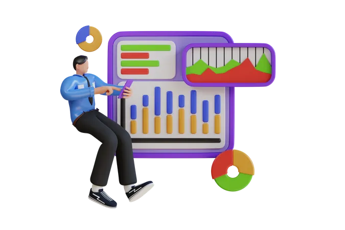 Data and dashboard Management  3D Illustration