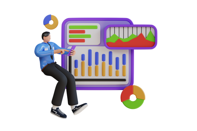 Data and dashboard Management 3D Illustration