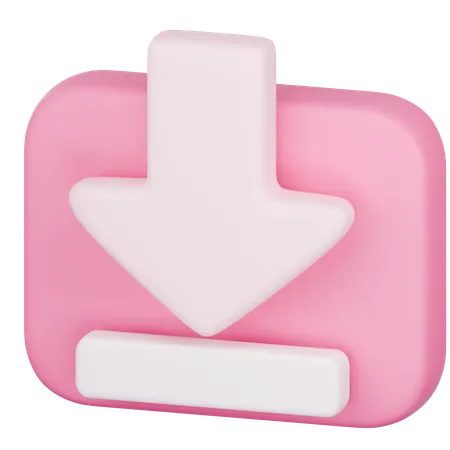 3 D Icon Of Pink Download Symbol 3D Icon