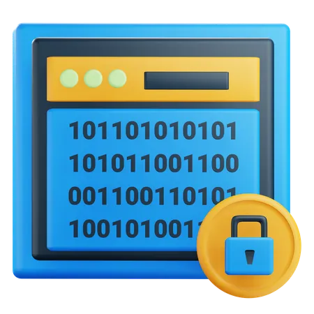 3 D Data Encryption Icon With Transparent Background 3D Icon