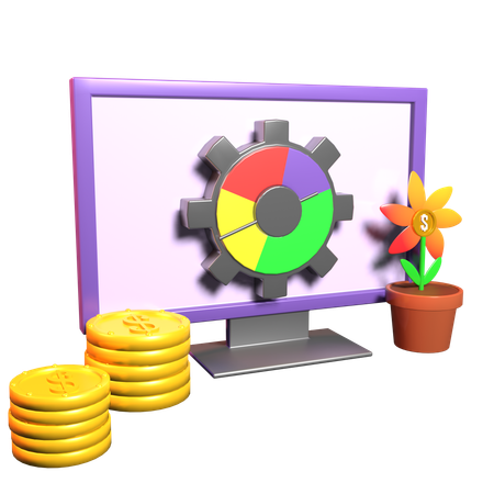 データ投資  3D Icon