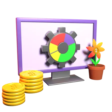 データ投資  3D Icon