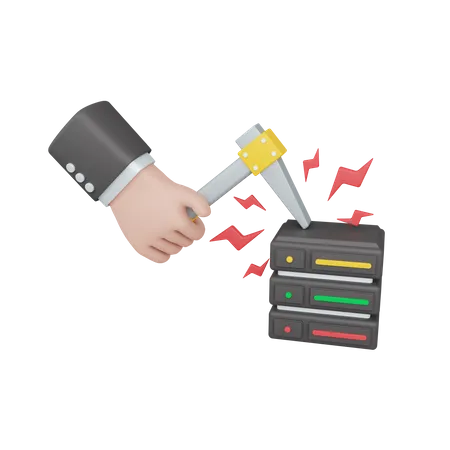 3 D Rendering Data Mining Concept With Hand And Colorful Server Symbol Useful For Server IT 3D Illustration
