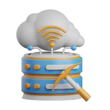 3 D Rendering Data Mining Isolated Useful For Cloud Network Computing Technology Database Server And Connection Design Element 3D Icon