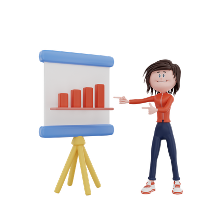 Data representation by female employee  3D Illustration