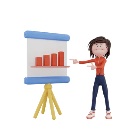 Data representation by female employee  3D Illustration