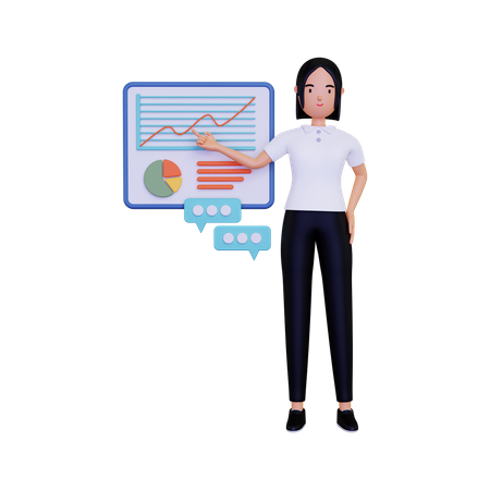 Data representation by female employee  3D Illustration