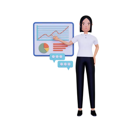 Data representation by female employee  3D Illustration