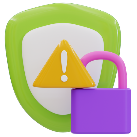 Data Security Warning With Lock  3D Icon