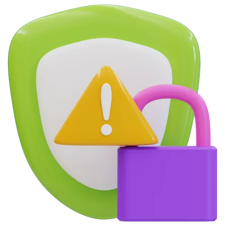 Data Security Warning With Lock  3D Icon