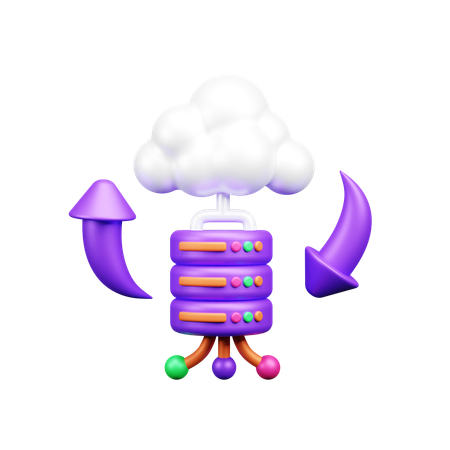 Database connected with cloud  3D Icon